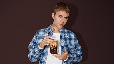 Justin Bieber re-teams with Tim Hortons for a Bieber-themed cold brew