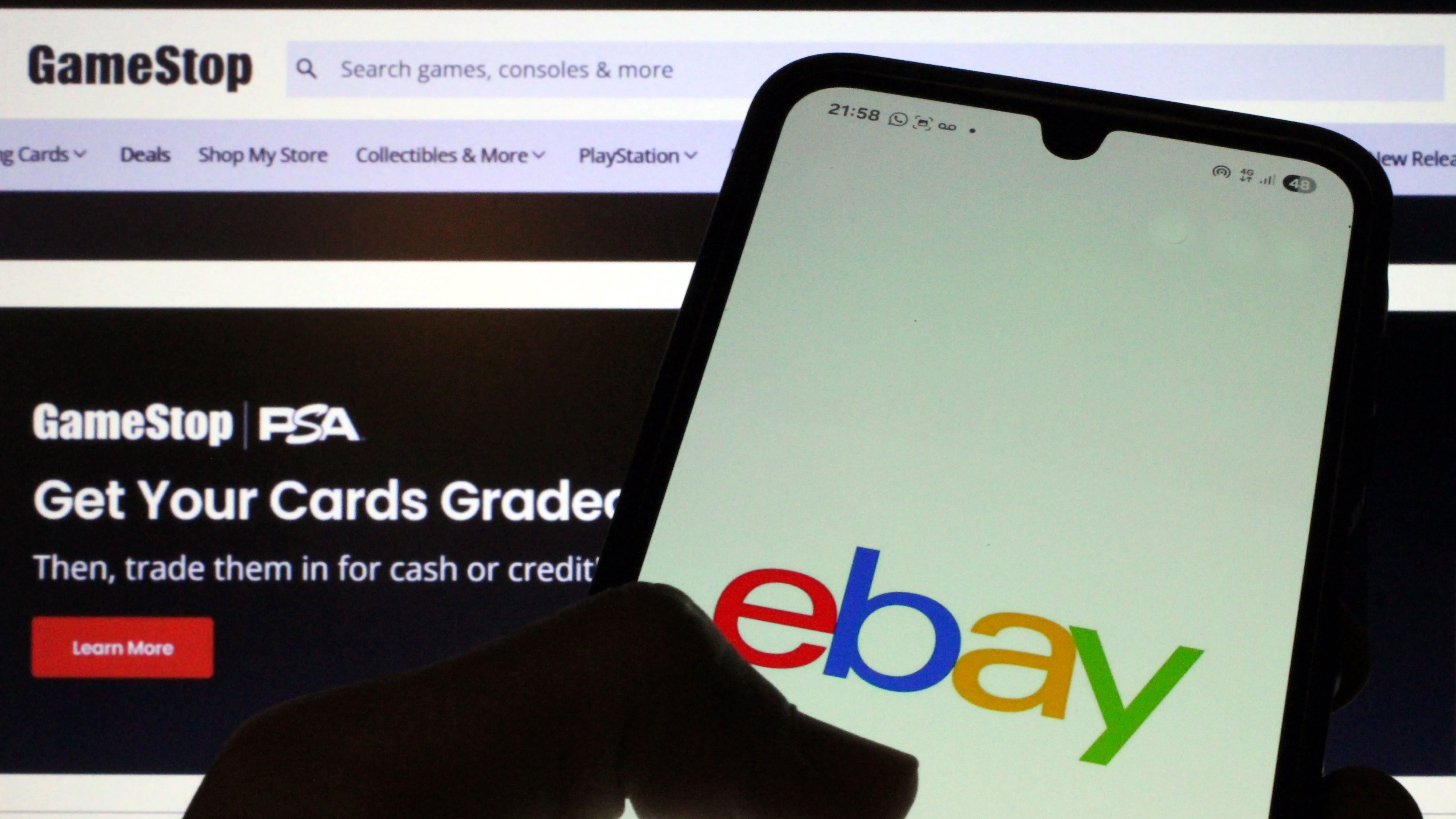 eBay on a cell phone and gamestop on a laptop