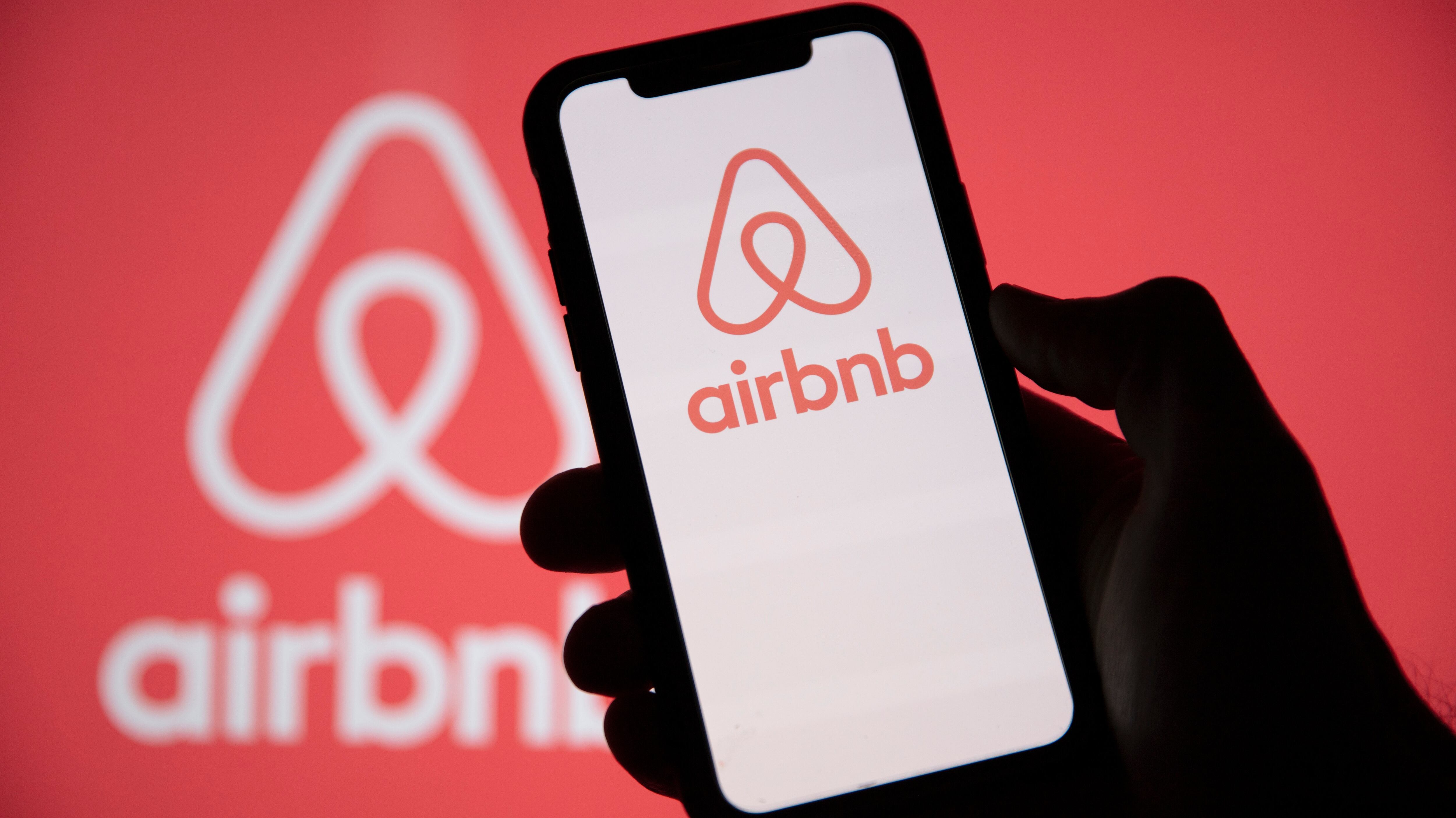 Airbnb home holiday rental logo on a smartphone screen
