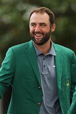 AUGUSTA, GEORGIA - APRIL 06: Scottie Scheffler of the United States looks on during the Drive, Chip and Putt Championship at Augusta National Golf Club on April 06, 2025 in Augusta, Georgia. (Photo by Michael Reaves/Getty Images)